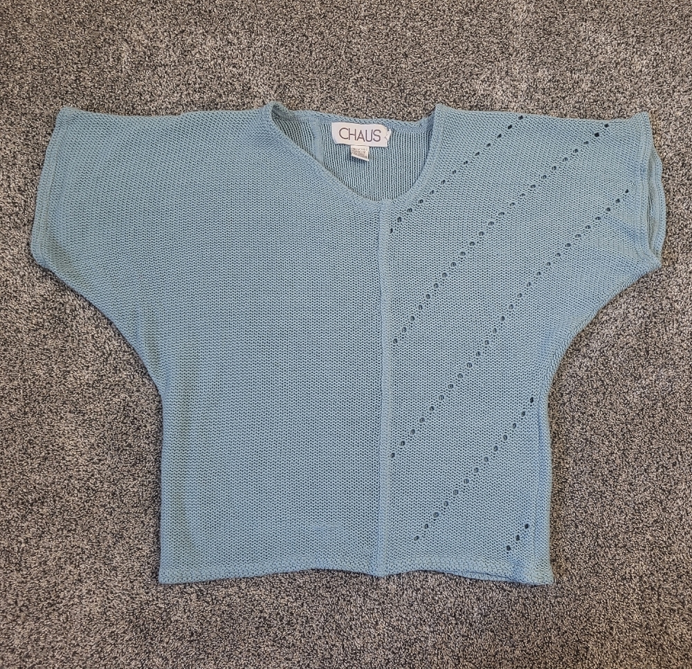 Chaus Blue Knit Top Size Medium